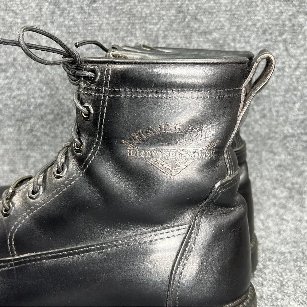 Harley Davidson Motorcycle Boots Mens Size 10 Black Leather Vintage Cap Toe Moto